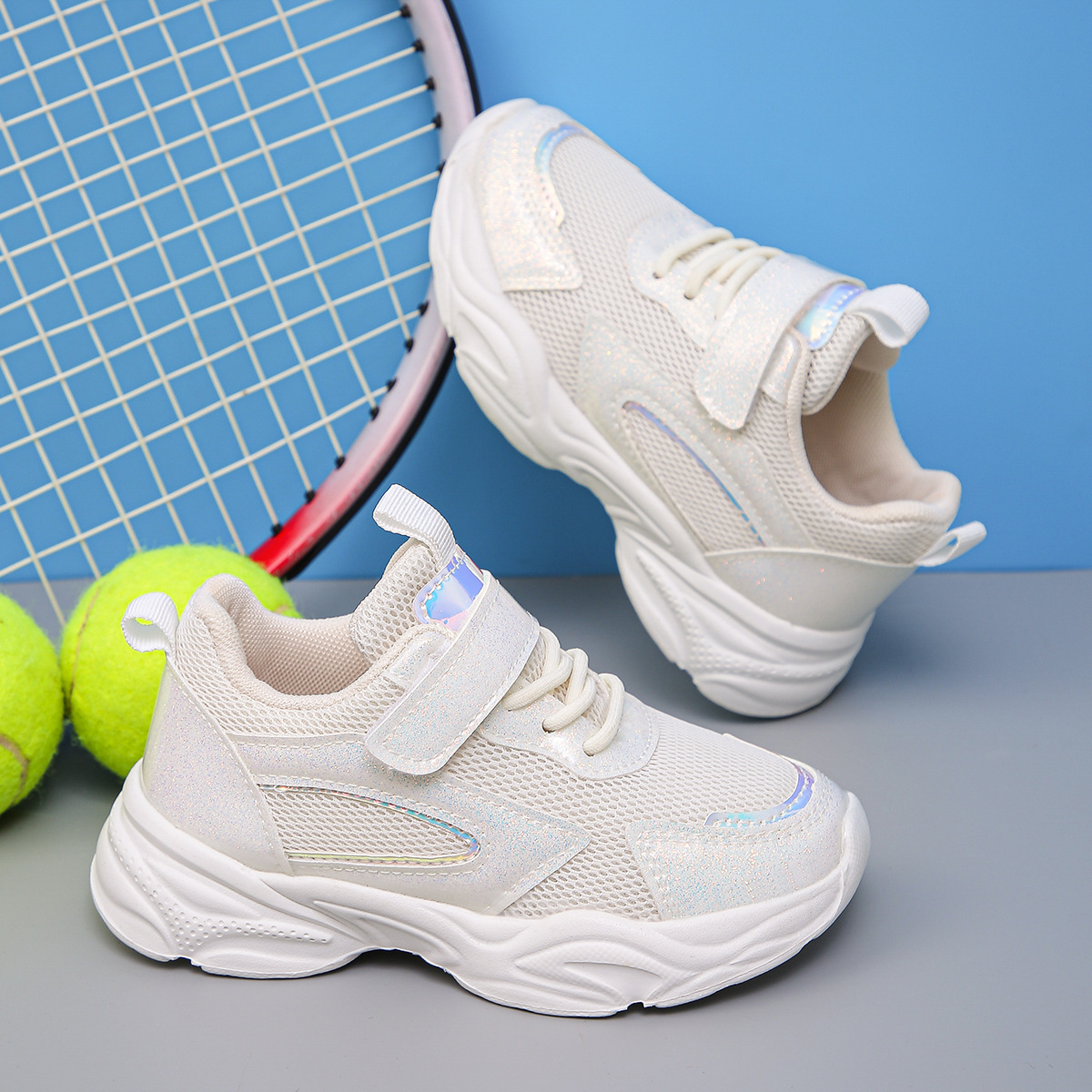 2024 spring and autumn new sneaker Velcro gradient function shoes for large children lightweight running shoes for students