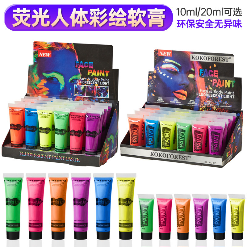 Cross-Border Supply of Multi-Color Body Painting Pigments 10Ml20Ml Tube Body and Face Fluorescent Halloween Ointment