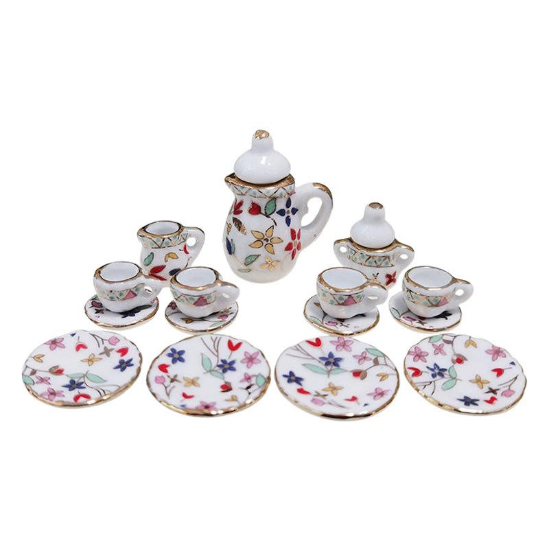 Pocket Story 15 Мини-керамический чайный набор 1:12 Кукольная комната Dollhous Детский игровой домик Игрушки оптом