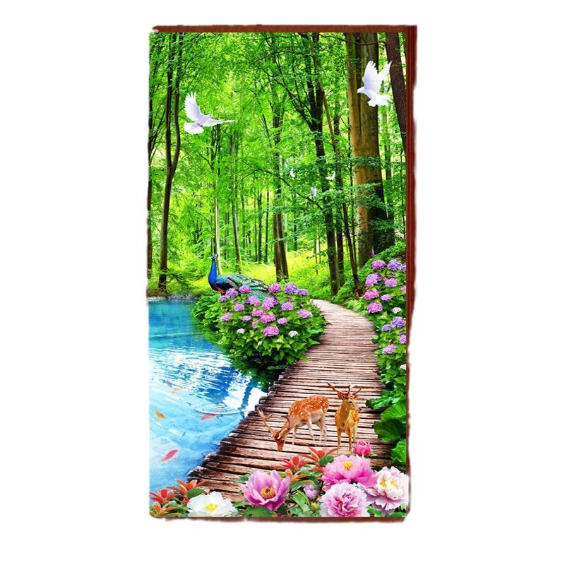 玄関装飾画寝室シール山水廊下壁画通路風景年画壁画客間中国式|undefined