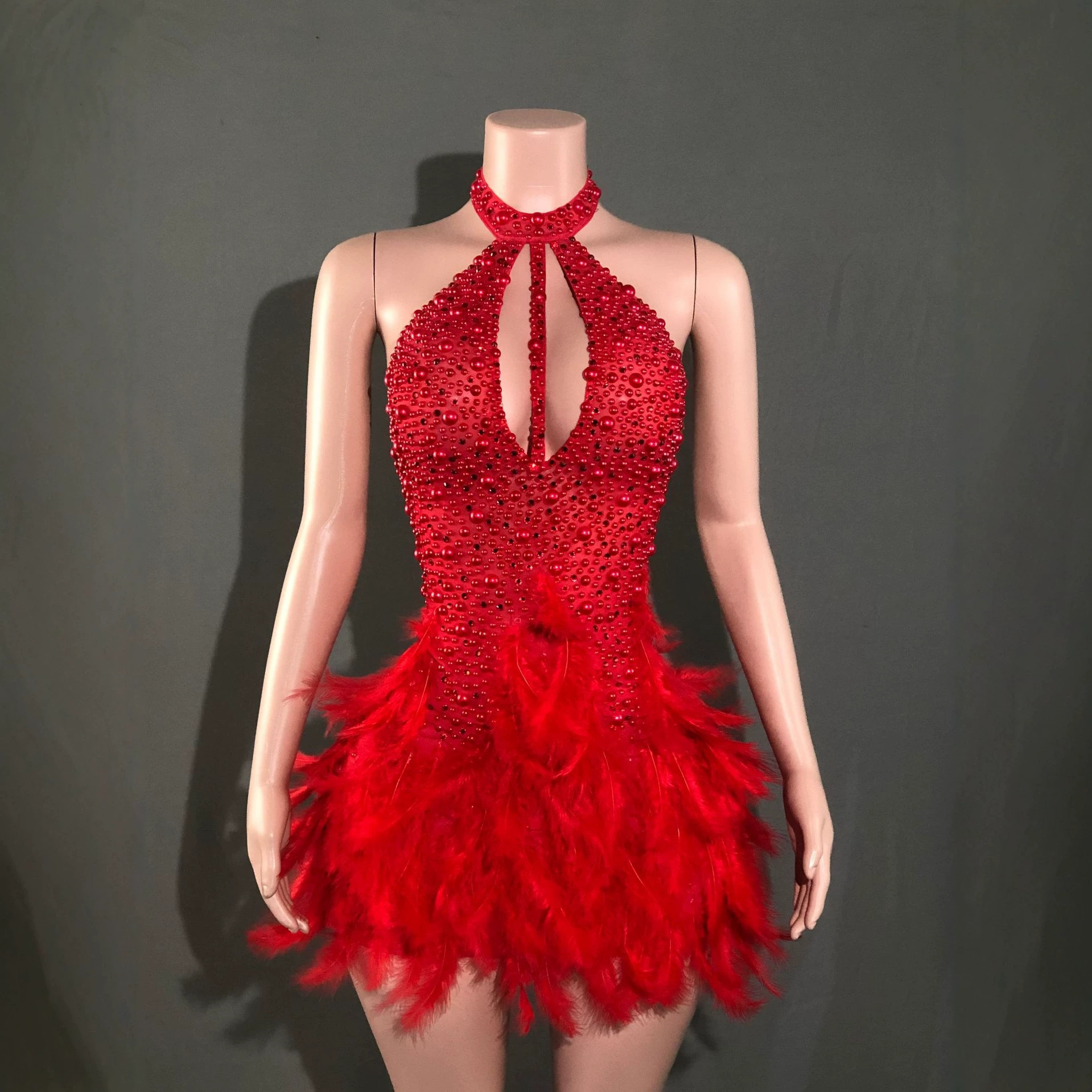 Cross-Border European and American Performance Costumes Beads Nightclub Dj Singer Stage Performance Sexy Host Stage Performance Dress