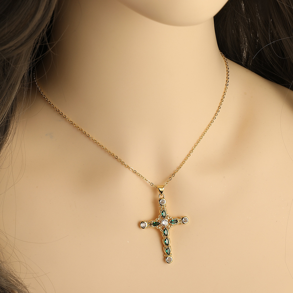 Ig Style Cross Copper Plating Inlay Zircon Pendant Necklace display picture 2