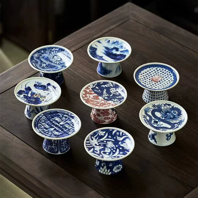 Винтажная сине-белая подставка для крышки с рисунком дракона для фиолетового глиняного чайника, подставка для крышки, подставка для крышки, держатель для крышки чайника, аксессуары для чайного сервиза кунг-фу.