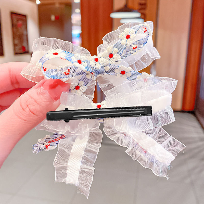 Niños encaje arco clip para el cabello niñas lindas dulces clip para el cabello princesa clip para el cabello mayorista