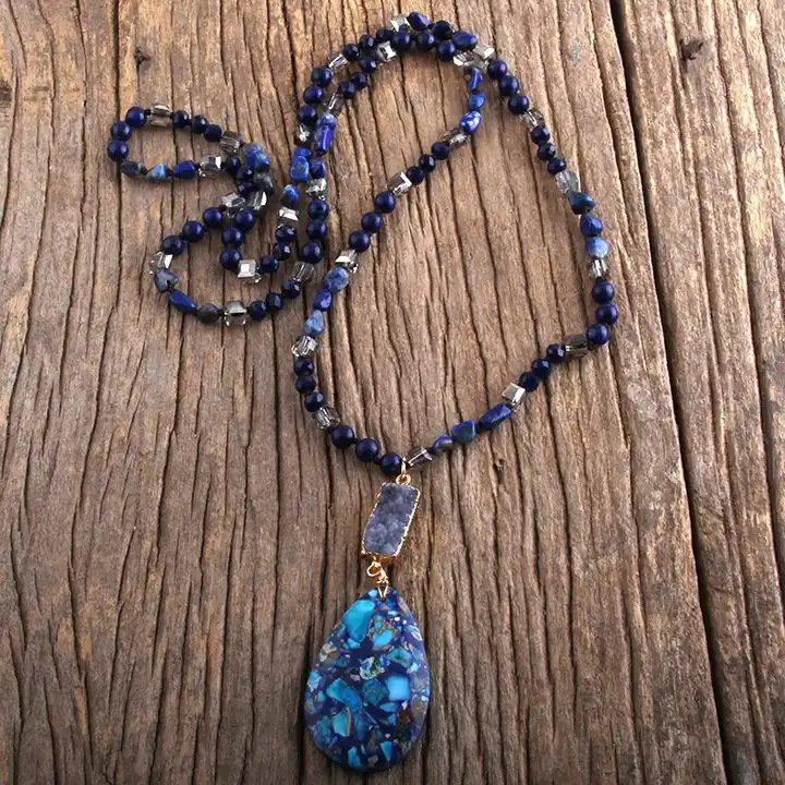 75g Weight Semi-precious stone, Natural Stone Pendant Material Sweater Chain Classification Semi-precious stone, Natural Stone Chain Material 1 Piece Quantity Daily Occasion Semi-precious stone, natural stone Material Water Droplets Pattern Unisex Gender Beaded Design Bohemian Style Bohemian Water Droplets Semi-precious Stone Natural Stone Sweater Chain In Bulk Natural Stone Necklace 13