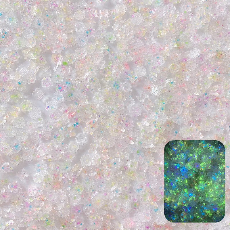 Wholesale spring and summer 50 luminous Firefly butterfly Camellia mixed diy accessories nail jewelry Wholesale spring and summer 50 luminous Firefly butterfly Camellia mixed diy accessories nail jewelry