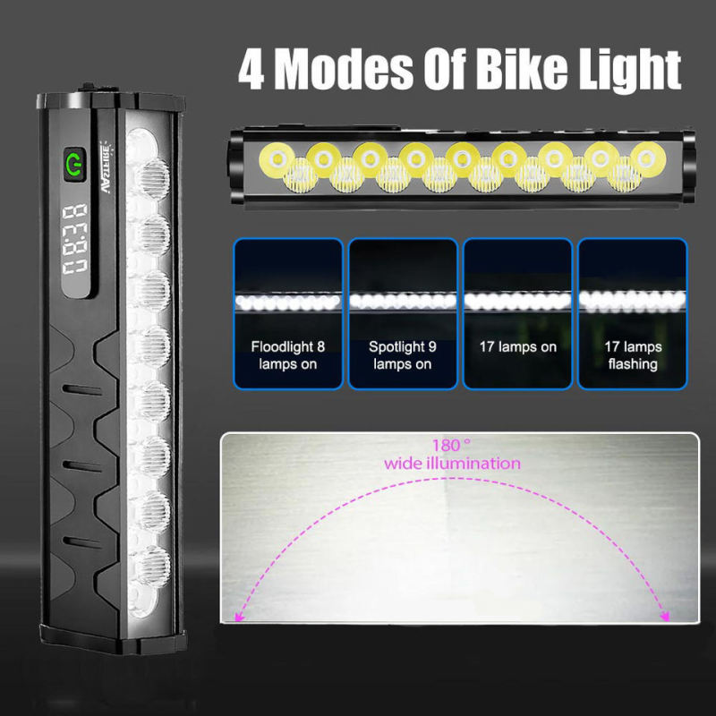越境新品十七個LED強光照明自転車灯15000ルーメン大出力屋外騎行灯|undefined