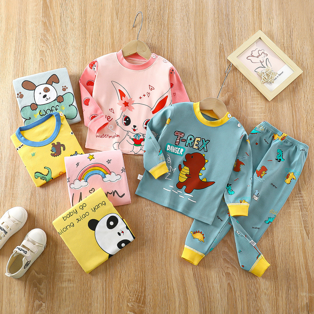 Children's Intimates Set, Pure Cotton Pajamas, Girls' Baby Autumn Clothes, Long Pants, Cotton Boys' Home Clothes, Kidsren's Clothing Wholesale