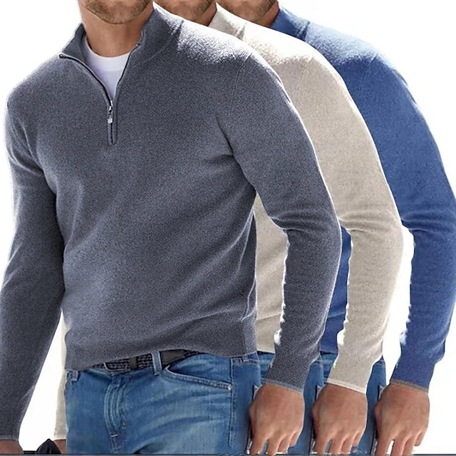 Cross-border European and American Men's Coat Knitwear Thickened Pullover Half-high Neck Long Sleeve Men's Sweater Wool Sweater plus size Men