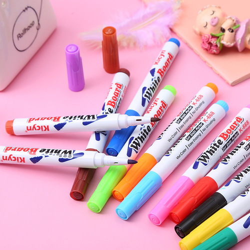 Children's water floating pen 4/8/12 color erasable whiteboard pen student teaching color water-based marker pen painting pen