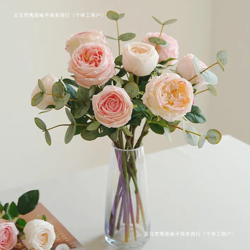 Moisturizing and Realistic Large Rose Artificial Flower High-End Light Luxury Bouquet for Living Room Dining Table Decoration 3D Moisturizing and Realistic Large Rose Artificial Flower High-End Light Luxury Bouquet for Living Room Dining Table Decoration 3D