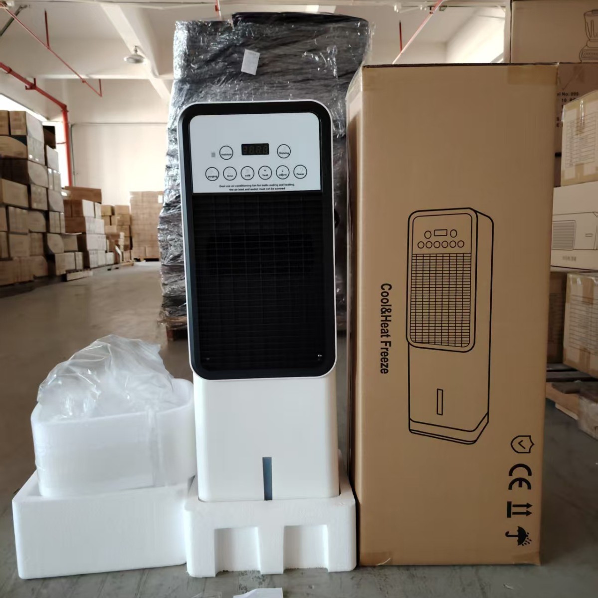 Dual use of cooling and cooling mobile air conditioning fan for office and home vertical floor-standing heater fan with ice remote control water cooling