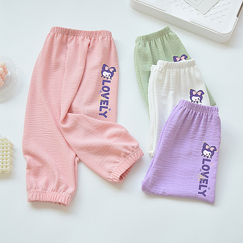 Girls' Casual Pants 2025 Summer Thin New Children's Cotton Cropped Wide Leg Pants Anti-mosquito Pants Large Children's Pants