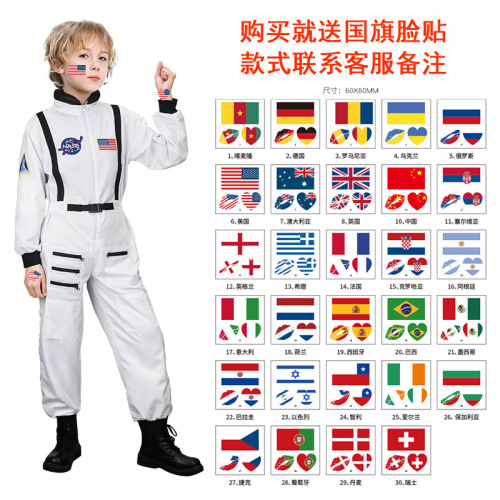 New Astronaut Space Suit Set Children's Stage Performance Costume Halloween Cosplay Costume Helmet Gloves