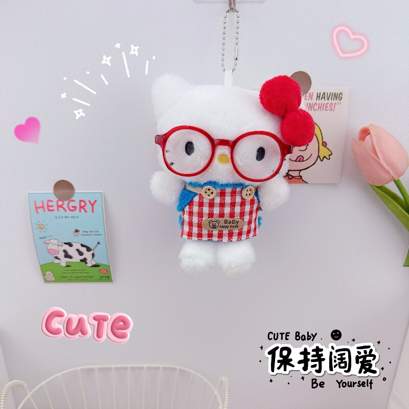 リトルシェフメガネケイト猫クロミキーホルダーペンダントぬいぐるみリトルシェフサンリオペンダントランドセルペンダント|undefined