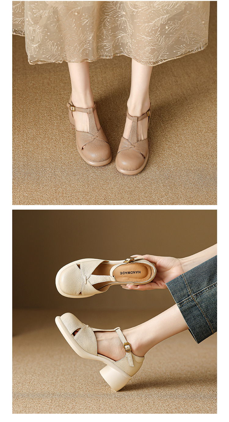 Sandal nữ bao đầu gót vuông đế dày 5cm phong cách ngoại thương — Màu đen chi tiết 13