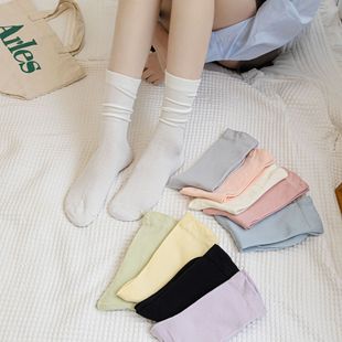 Solid Color Seamless Maternity Socks for Women, Mid-Calf Cotton Socks, Spring and Summer Basic Style, Loose Versatile Candy-Colored Slouch Socks for Women