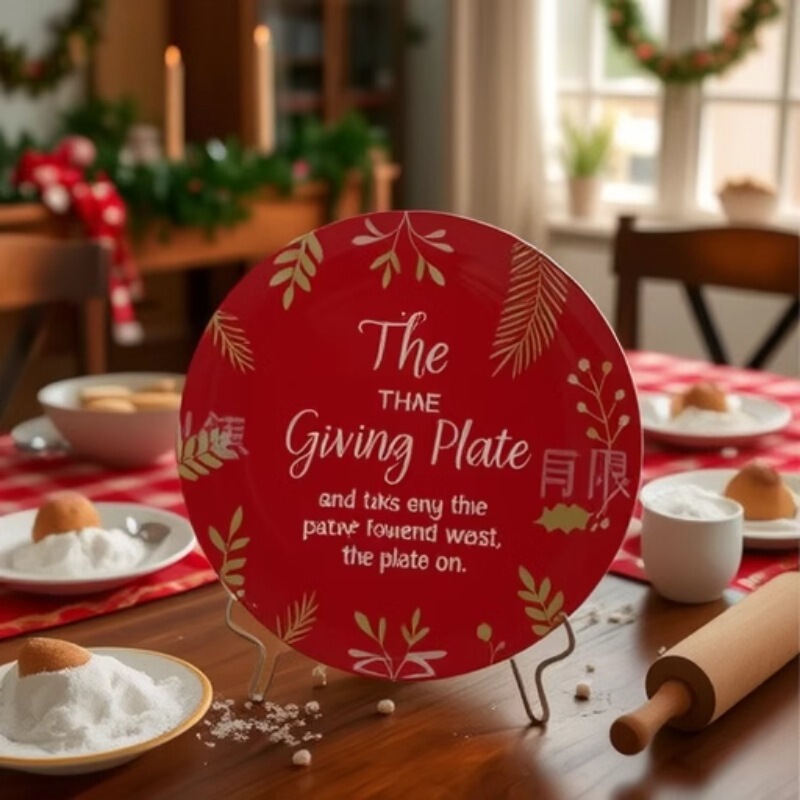 Christmas promotional gifts plastic melamine disc holiday gifts beautiful dish rimless plate porcelain fruit plate