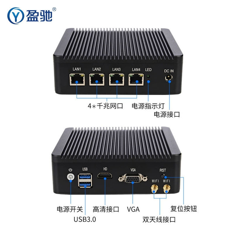 盈驰 Four Net порт Гигабит Soft Road J1900/J4125/N5095 Mini Computer 2.5G Малый хост