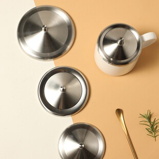Japanese Style Stainless Steel Cup Lid Mug Lid Round Cup Portable Lid Drop Resistant High Temperature Easy to Clean Cup Lid