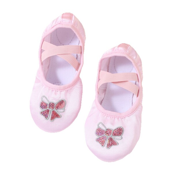 Children's dancing shiny ballet shoes for early age with butterfly