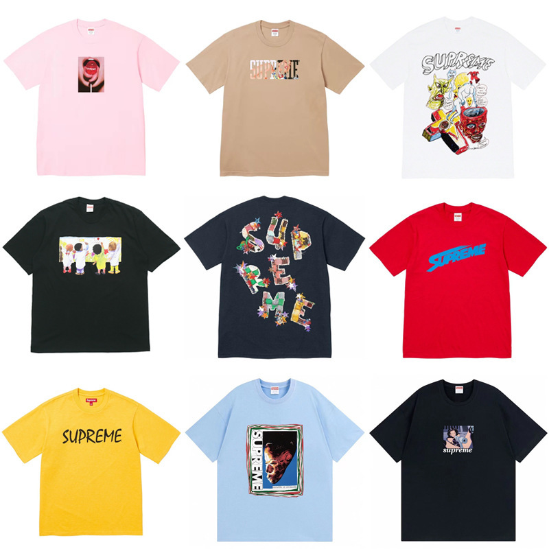 Cross-Border Supply Export Wholesale Trendy Brand Supreme Short-Sleeved American Box Classic 240g Top T-Shirt Half-Sleeved 7