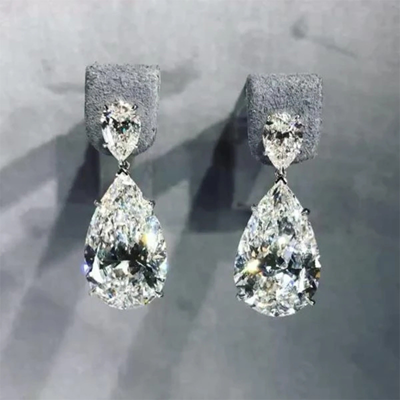 Fashion Shining Micro-set Zircon Water Drop Shaped Copper Earrings Wholesale display picture 2