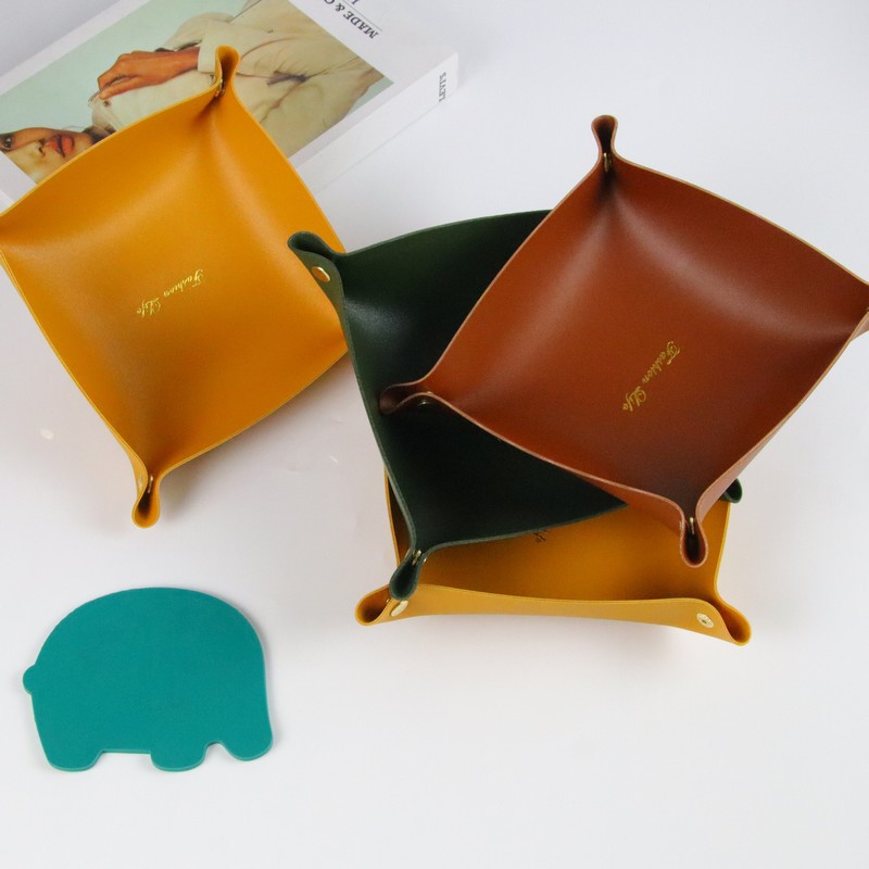 Caja de almacenamiento de cuero estilo nórdico pasillo de escritorio clave cosméticos joyería Cubo de almacenamiento de alta apariencia pu bandeja al por mayor