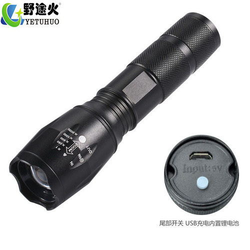 a100 hand held LED strong light T6 camping rechargeable flashlight telescopic zoom L2 high power outdoor camping flashlight
