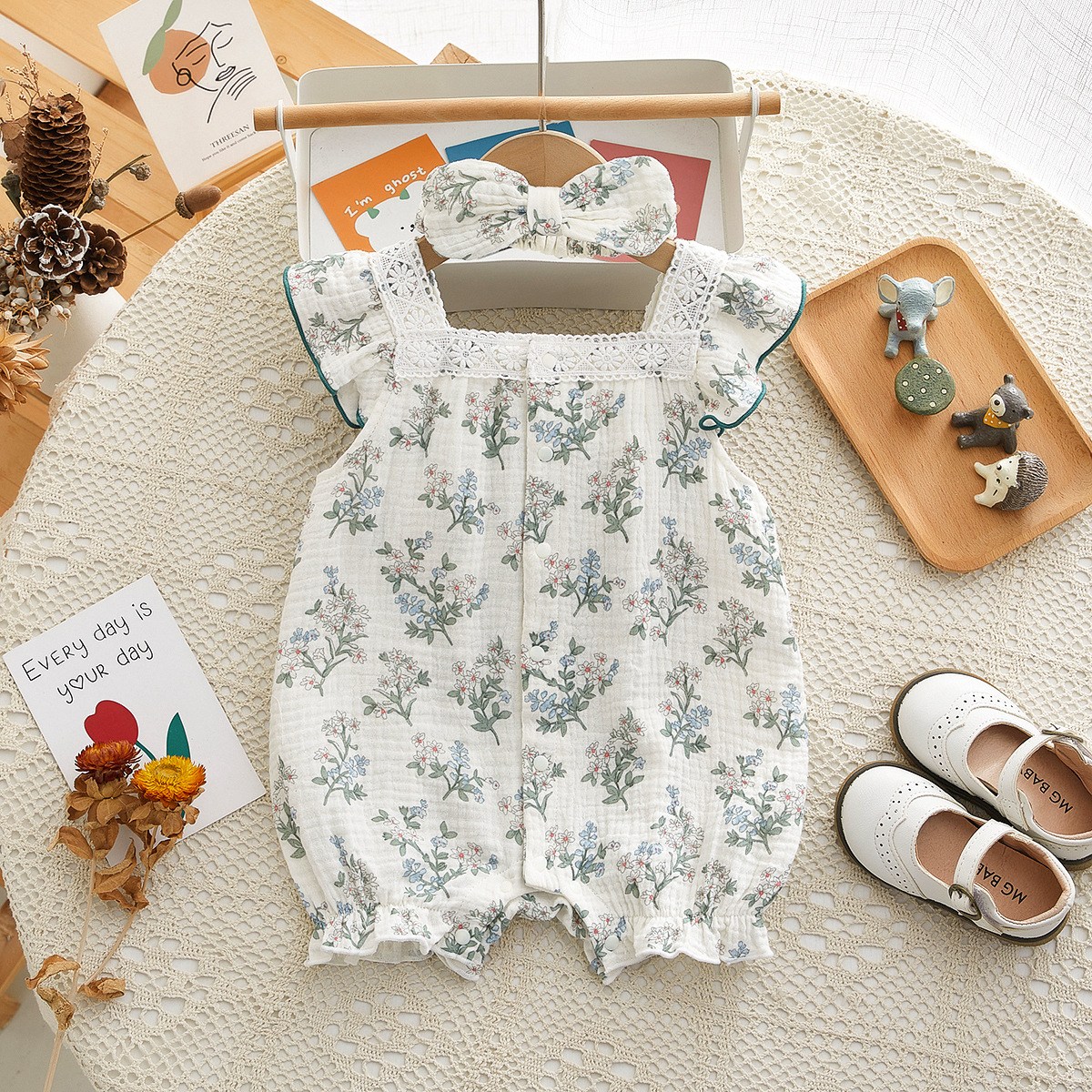 Baby Jumpsuit Summer Baby Girl Clothes Small Floral Strap Newborn Clothes Thin Baby Clothes