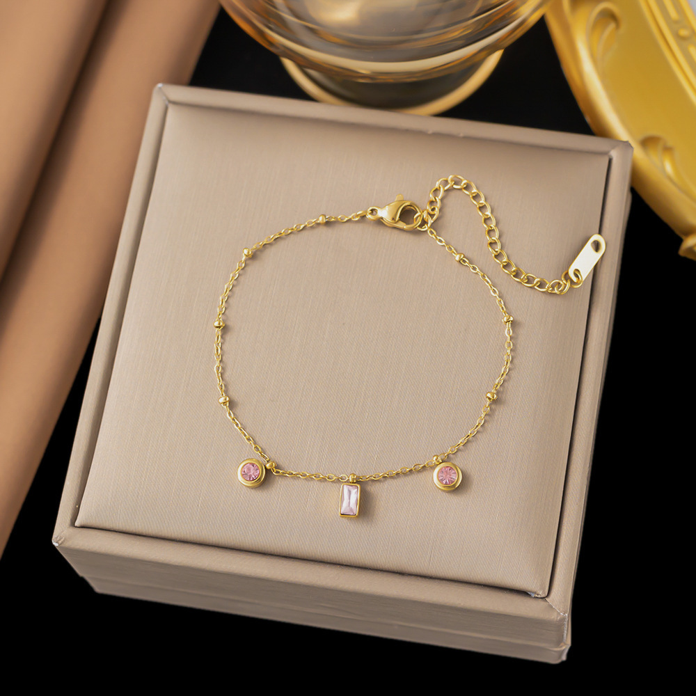 16【e25】 pink diamond bracelet gold
