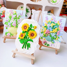 石膏浮雕画立体画向日葵玫瑰繁花diy手工涂色彩绘桌面摆件团建