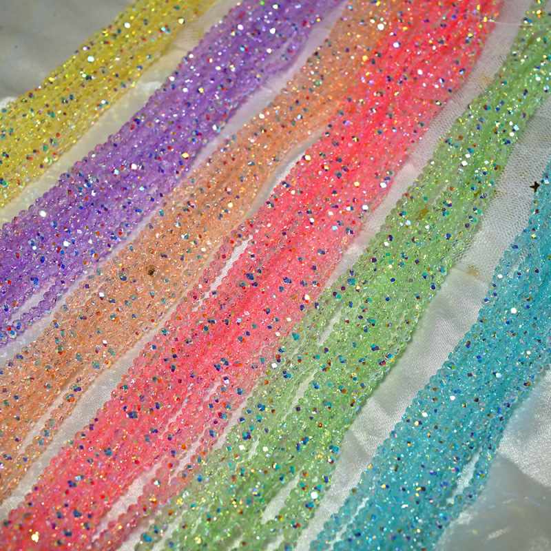 3.5mm Glass Crystal Flat Crystal Glass Flat Beads Handmade DIY Bracelet Mobile Phone Chain Electroplating Non-Fading Loose Beads Semi-Finished Products