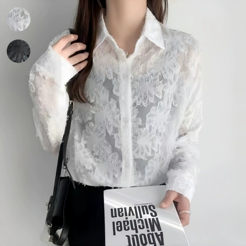 Хорошая ткань 2024 горячие продажи новый японский летний женский дикий шифон рубашка топ с длинными рукавами рубашка