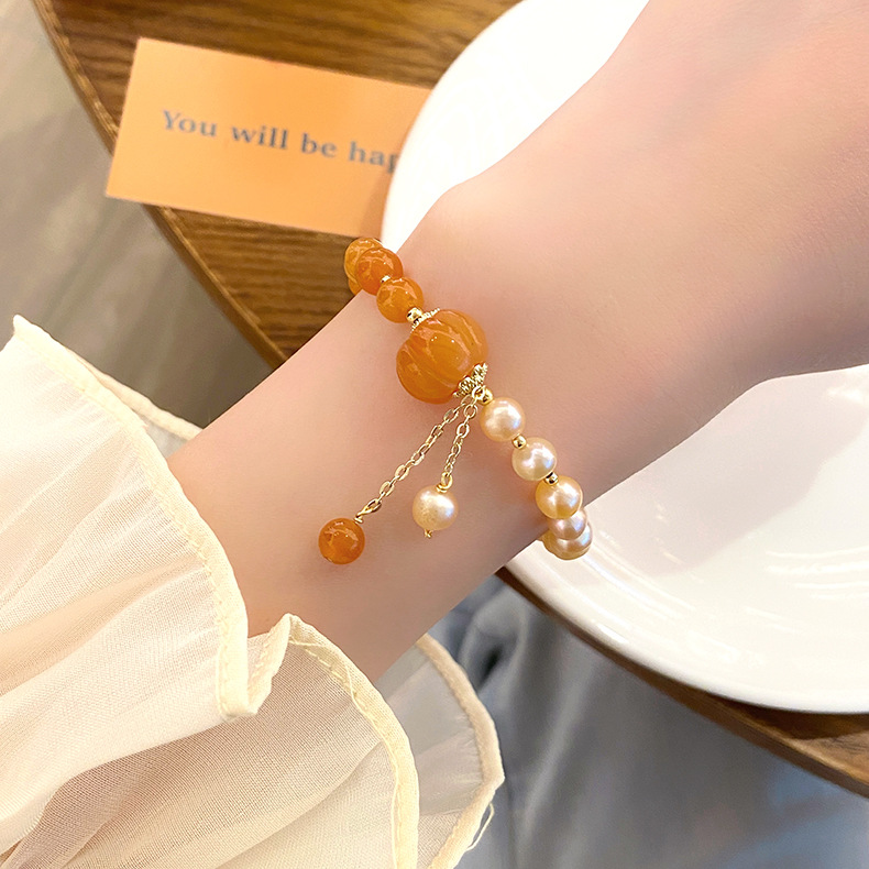 Venta Al Por Mayor Chinoiserie Retro Calabaza Perlas De Agua Dulce Jade Pulsera display picture 5