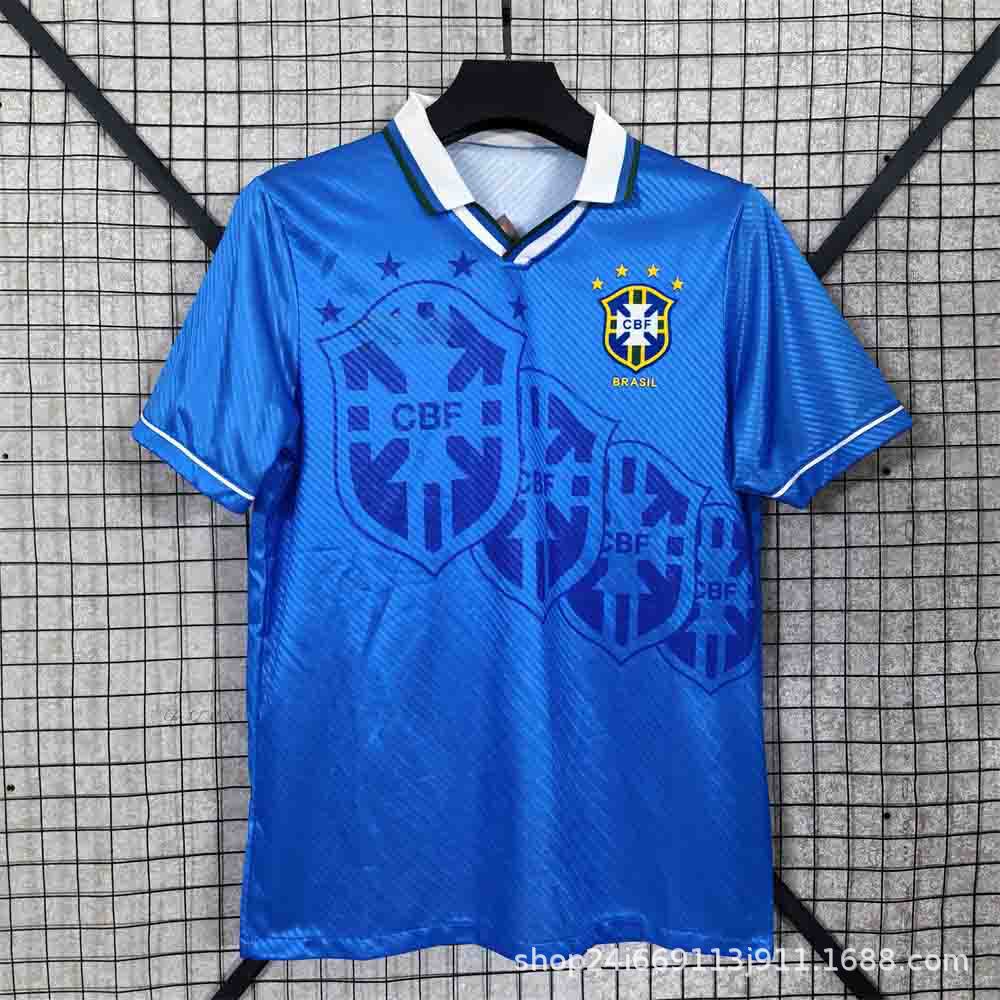 Camiseta de fútbol tailandesa retro Selección nacional Brasil Francia Argentina Portugal Camiseta de manga corta al por mayor Número de impresión