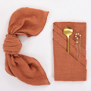 Amazon Cross-border Hot-selling Locking Edge Napkin Bamboo Cotton Mouth Cloth Zou Cloth party Western Dining Mat Table Decoration