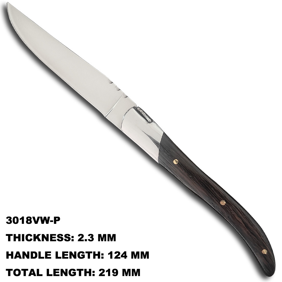 Cuchillo de abeja francés con cabeza de acero sólida con mango de madera de oliva, aleta de pollo, cuchillo y tenedor de carne se pueden personalizar LOGO
