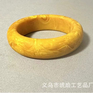 厂家自发二代蜜蜡磨砂黄手镯 满纹男女同款 直播热销