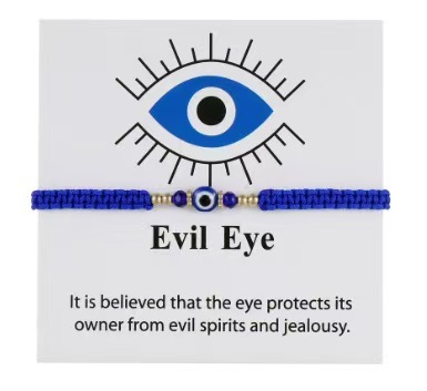 恶魔之眼菱形珠Eye手链金色隔片手工编织双股绳粉色恶魔之眼手链|undefined