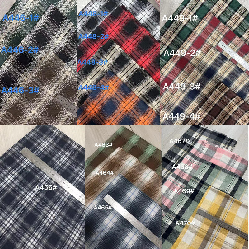 In-Stock Yarn-Dyed Plaid Children's Clothing, Women's Clothing, Twill Brushed Fabric, Spring and Autumn Styles, Flannel, Shirt, Tablecloth Fabric
