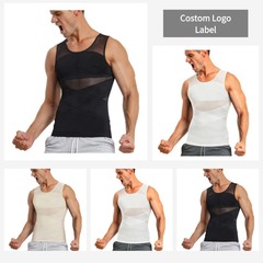 アマゾンの欧米のメーカーの直接販売の男性の体のベストの高弾のネットの糸の薄いタイプの胸の服は胸を作って腹の上着を収めます。