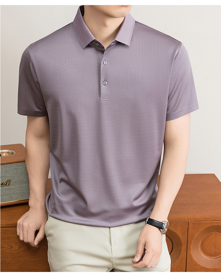 Áo polo nam tay ngắn cổ bẻ chất lụa mulberry cao cấp — Xanh lá cây nhạt8879 chi tiết 16