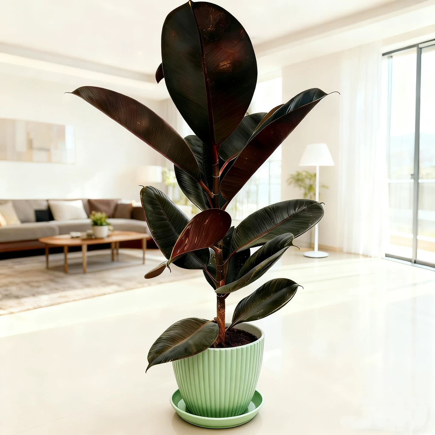 A+ grade rubber tree 50-60cm [simple green pot]