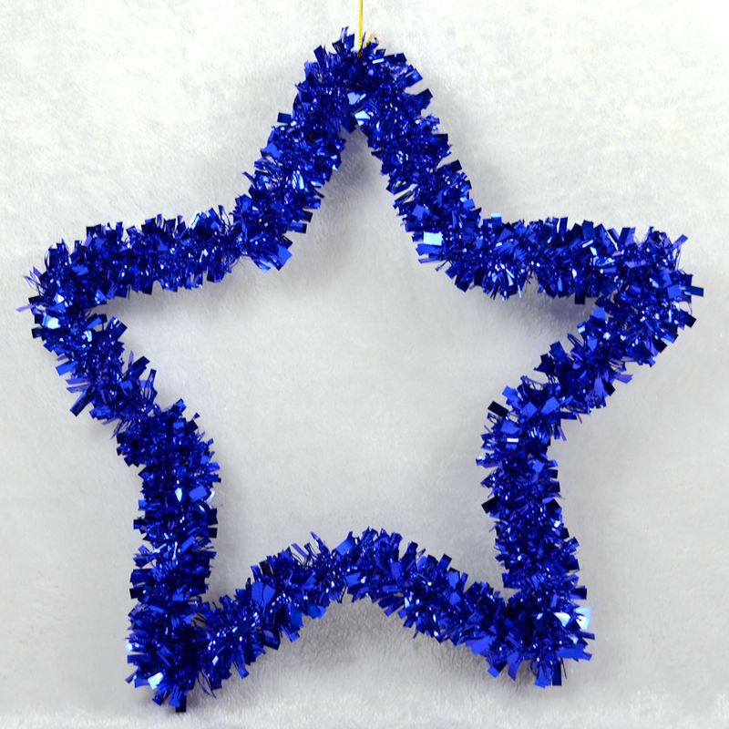 Navidad estrella de cinco puntas tira de color guirnalda de 35cm engrosada corona de estrella de cinco puntas colgante de decoración del hogar