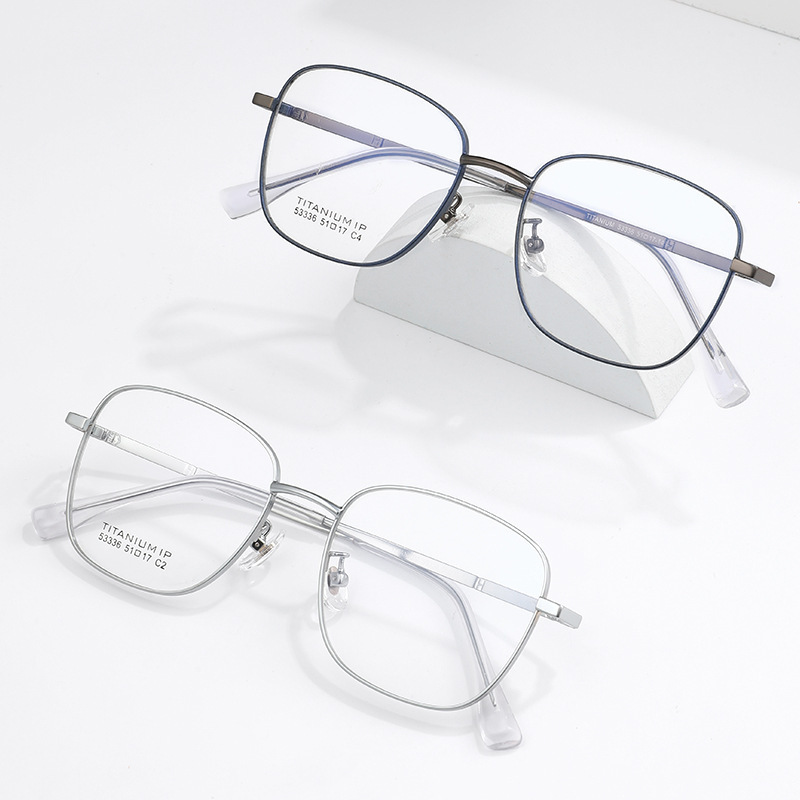 新款复古半钛眼镜框 大方框显瘦双色电镀镜架超轻素颜平光镜53336|ru