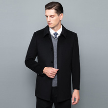 秋冬季新款男裝羊絨大衣高檔可脫卸羽絨內膽男式中長款厚羊毛大衣