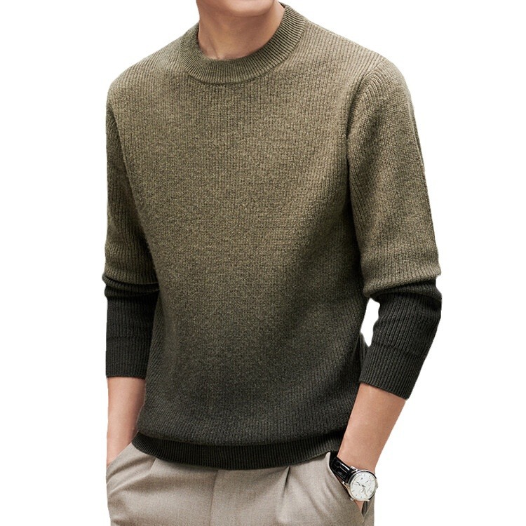 Maglione invernale da uomo in lana a scollo rotondo spesso e caldo, tendenza moda giovanile, parte superiore interna_voghion.com