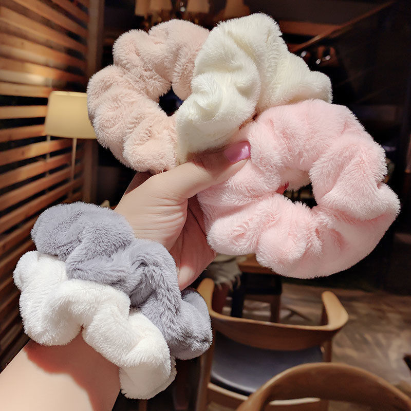Plush Hair ring large intestine ring fairy autumn and winter New ins sweet headband women's simple all-Match Girl's headdress hair rope