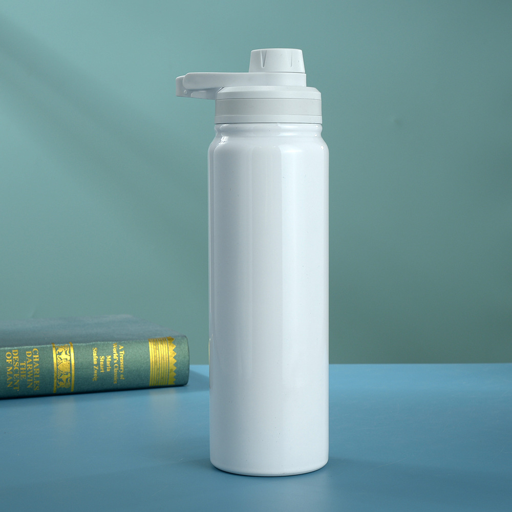 Nueva doble capa de acero inoxidable botella espacial cubierta de boca inclinada portátil al aire libre botella deportiva vacío taza de aislamiento de calor